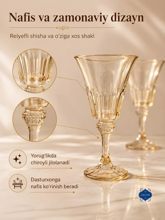 Shisha fujerlar to‘plami 6 dona, rangli va shaffof bokallar 210, 270, 300 ml, bayram uchun