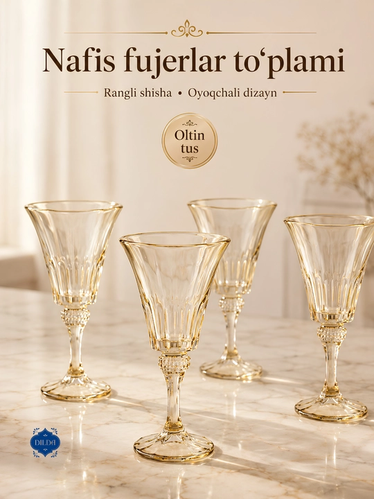 Shisha fujerlar to‘plami 6 dona, rangli va shaffof bokallar 210, 270, 300 ml, bayram uchun