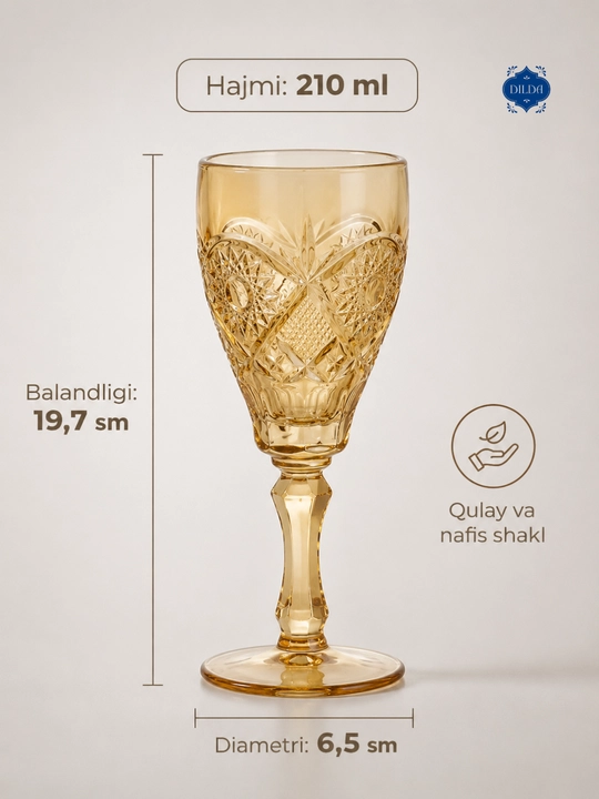 Shisha fujerlar to‘plami 6 dona, rangli va shaffof bokallar 210, 270, 300 ml, bayram uchun - 