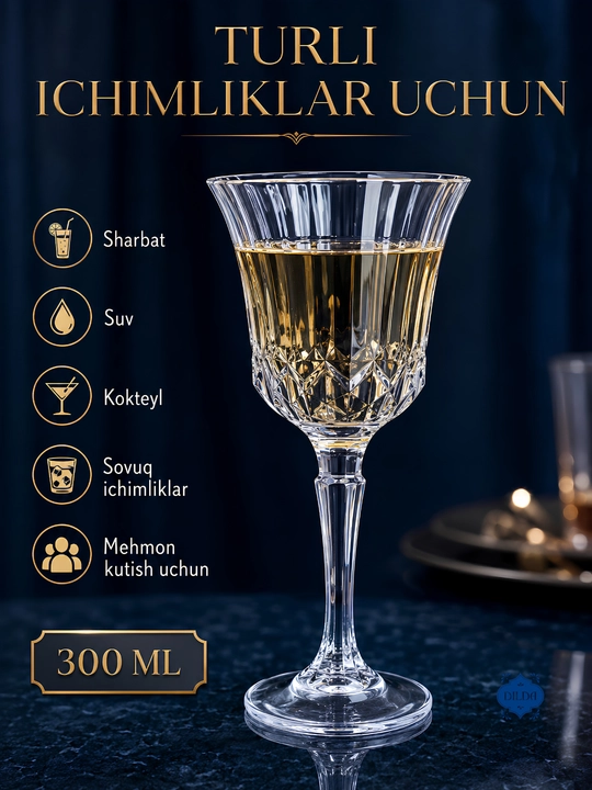 Shisha fujerlar to‘plami 6 dona, rangli va shaffof bokallar 210, 270, 300 ml, bayram uchun