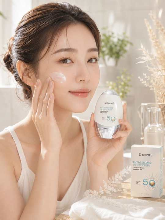 Shangpree quyoshga qarsi nemlantiruvchi krem-fitoessensiya SPF50+ yuz va tana uchun, 50 ml