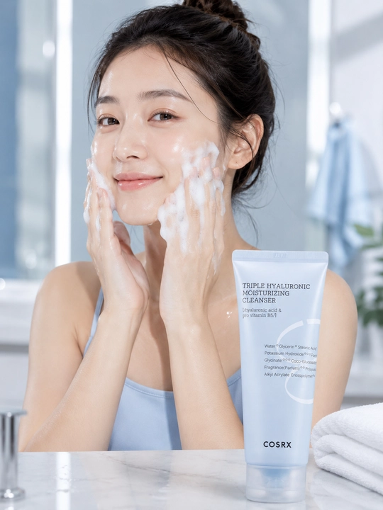 Пенка для умывания COSRX Triple Hyaluronic Moisturizing Foaming Cleanser, крем-пенка