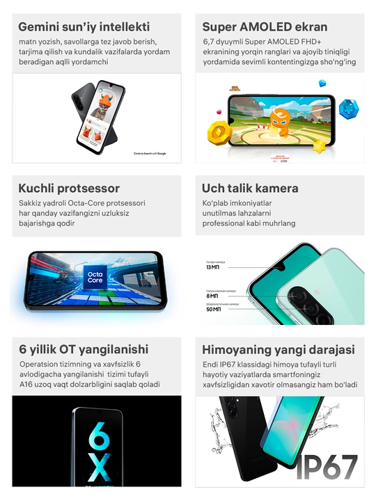 Смартфон Samsung Galaxy A26 5G, Super AMOLED 120Hz 6.7", 5000 mAh, 50 МП камера