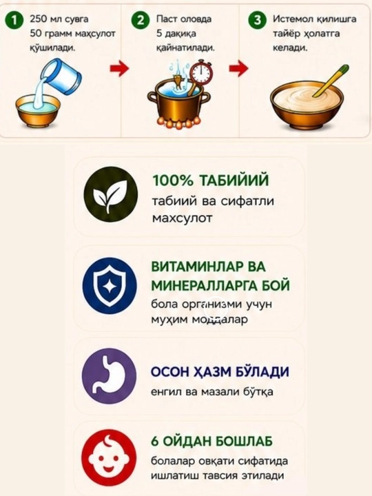 Bolalar bo‘tqasi Masha-Kasha, sutli, bug‘doyli 400 g