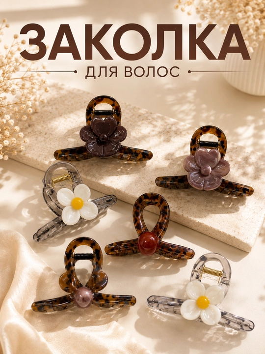 Декоративная заколка крабик для волос,  женская - 