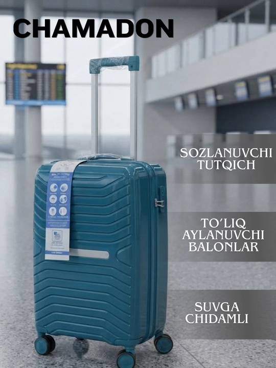 Qulfli yo‘l chamadoni, chamadonlar 360° ga aylanadigan qulflanadigan yo‘l sumkasi chamadon - 