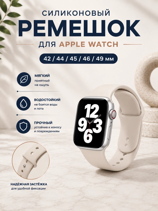 Apple Watch uchun silikon remeshok 42/44/45/46/49 mm yumshoq - 