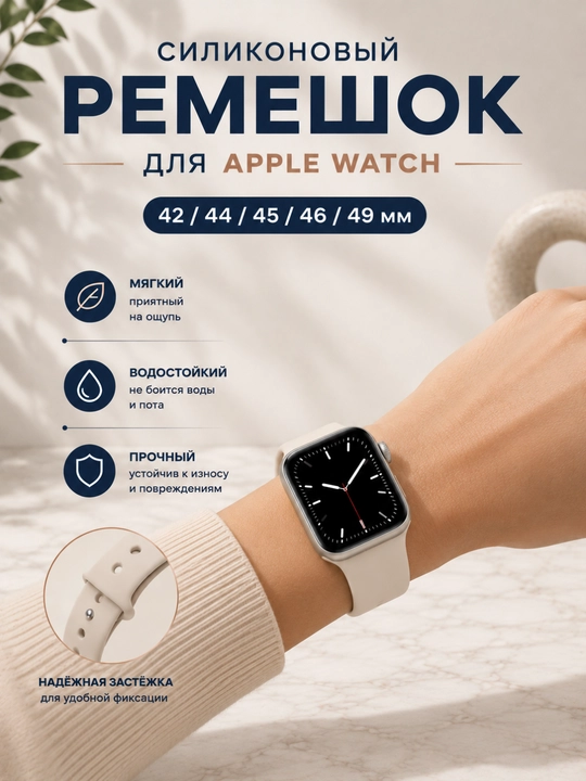 Силиконовый ремешок для Apple Watch 42/44/45/46/49 мм
