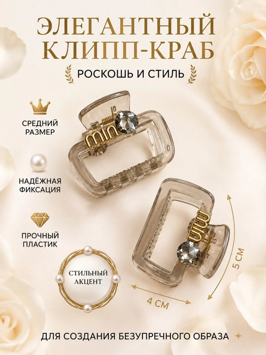 Стильный набор заколок-крабов для волос «LOVE»набор крабиков, крабики для волос, - 