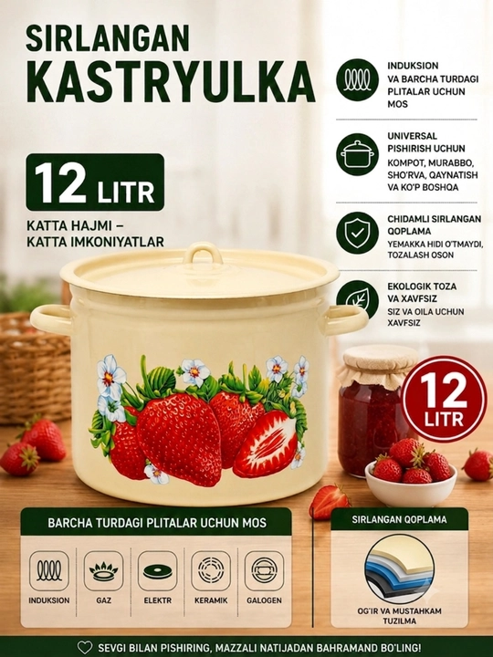 Кастрюли эмалированные с крышкой, кастрюли для кухни, кастрюли с крышкой, кастрюли