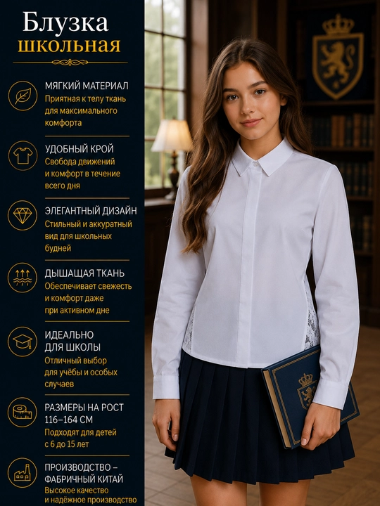 Школьные блузки для девочек, с длинными и короткими рукавами, 16 видов