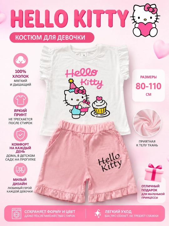 Qiz bolalar uchun futbolka va shortik to'plami - 