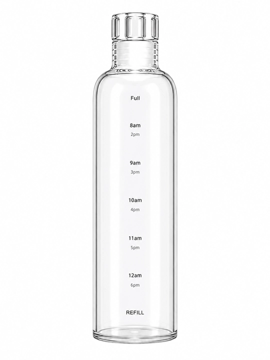 Suv shishasi, 1000 ml, vaqt belgilari tushirilgan sport shishasi, Tritan plastik - 