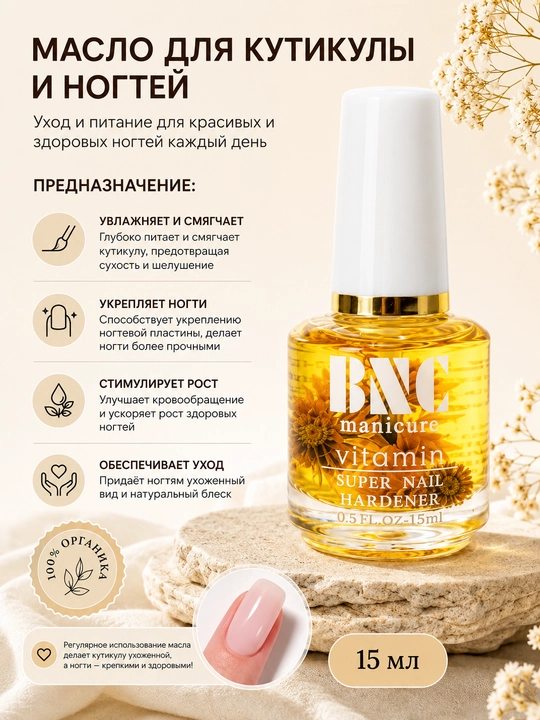 Натуральное масло для кутикулы и ногтей BNC Manicure, 15 мл - 