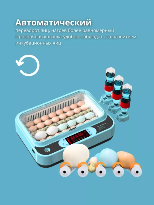 Умный инкубатор для яиц 36/64, автоматический, с переворотом, контроль температуры
