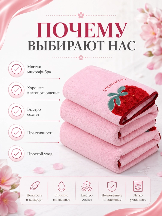 Набор полотенец 3 в 1 из микрофибры, полотенце банное и для лица с вышивкой мягкое