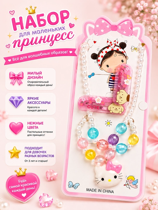 Qizlar uchun "4 ta 1 da" "Hello Kitty" to‘plami - ajoyib sovg‘a varianti - 