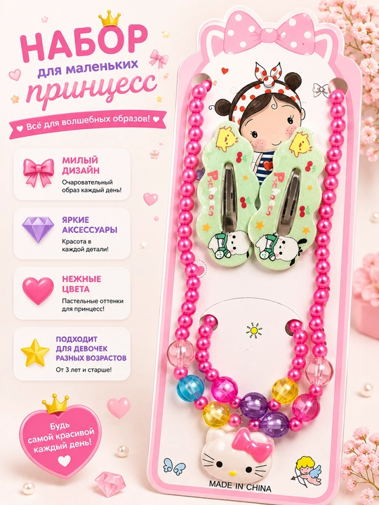 Qizlar uchun "4 ta 1 da" "Hello Kitty" to‘plami - ajoyib sovg‘a varianti - 