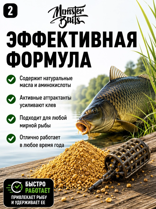 Monster Baits karp, sazan va feeder uchun baliq yemi, 1 kg