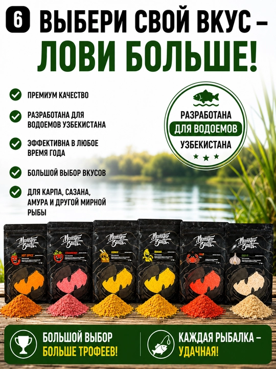 Monster Baits karp, sazan va feeder uchun baliq yemi, 1 kg