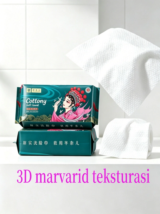Bir martalik paxta yuz salfetkasi - Quruq va nam ishlatish mumkin, oilaviy paket