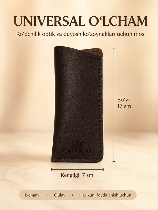 Ko‘zoynak uchun ixcham himoya futlyari, salfetka bilan to‘plami mavjud Fabricio