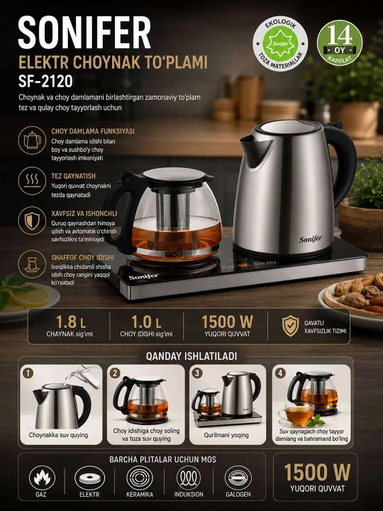 Электрический чайный набор Sonifer SF-2120 - 
