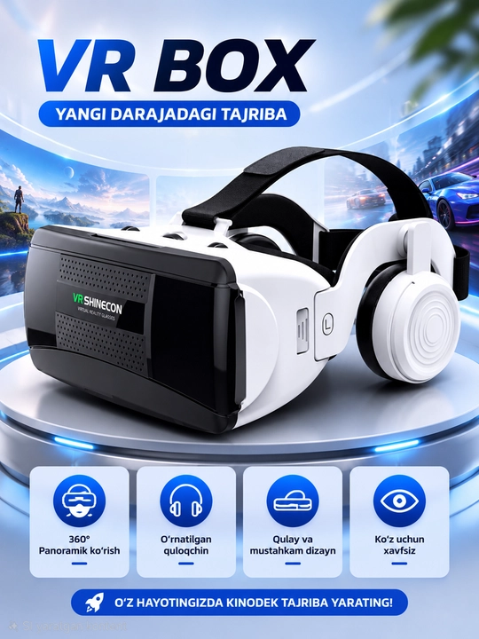 Очки виртуальной реальности, VR Box Shinecon SC-G12, G06EB, 3D для смартфонов - 