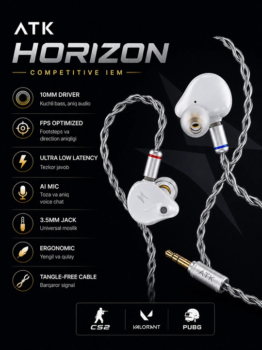 Atk horizon dsp внутриканальные наушники для игр - 
