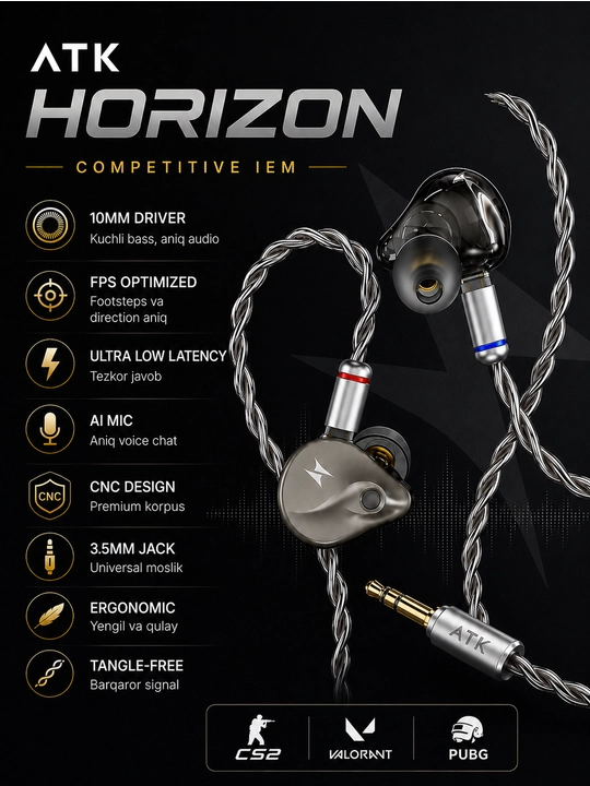 Atk horizon dsp gaming in-ear earphones - 