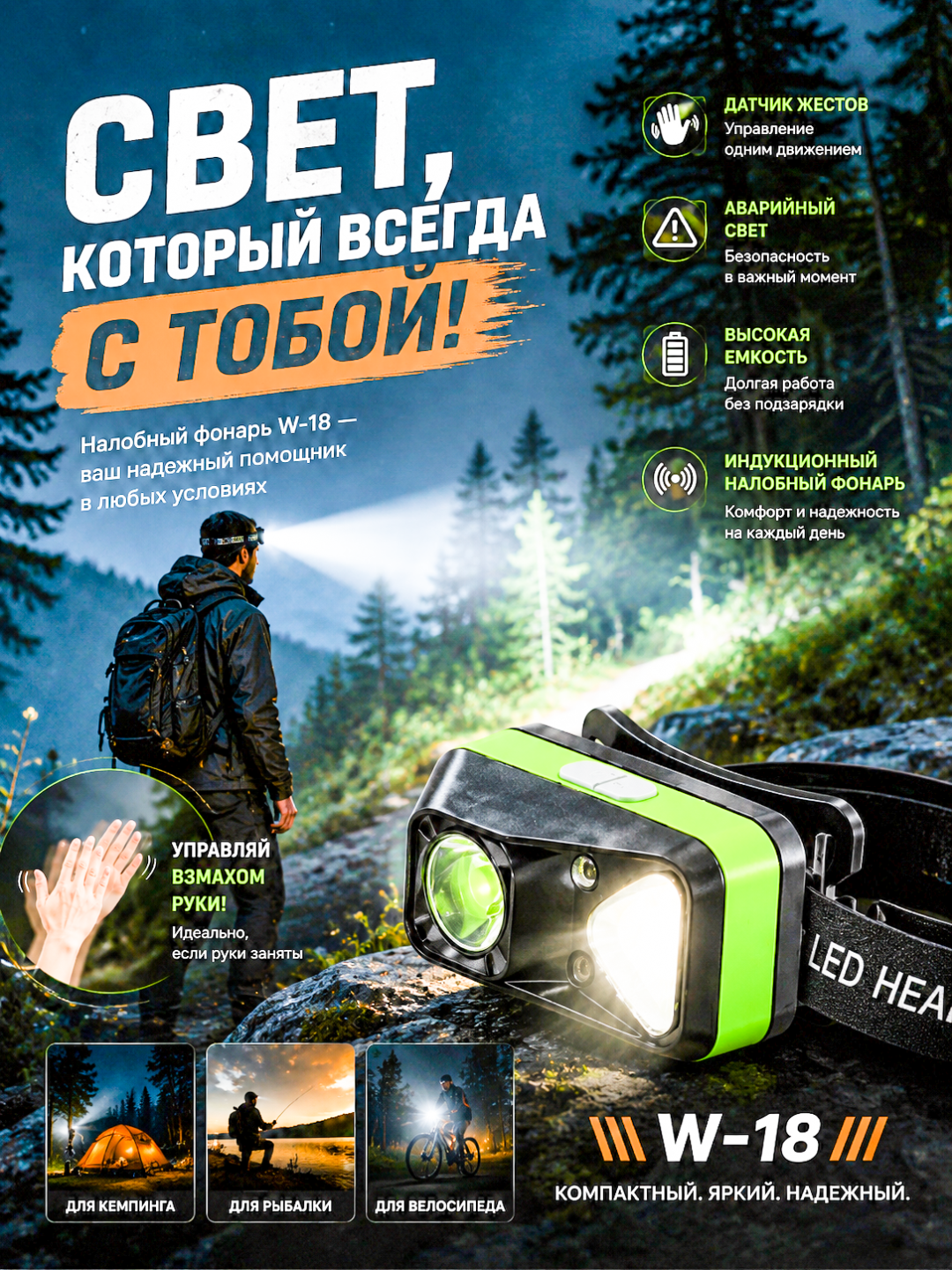 Fonar W-18 Sensorli LED Bosh Chiroq. Fanar .Fonar - 