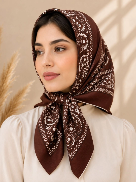 Ayollar uchun paxtali bandana ro'mol, Paisley naqshli kvadrat ro'mol, bosh va bo'yin uchun - 