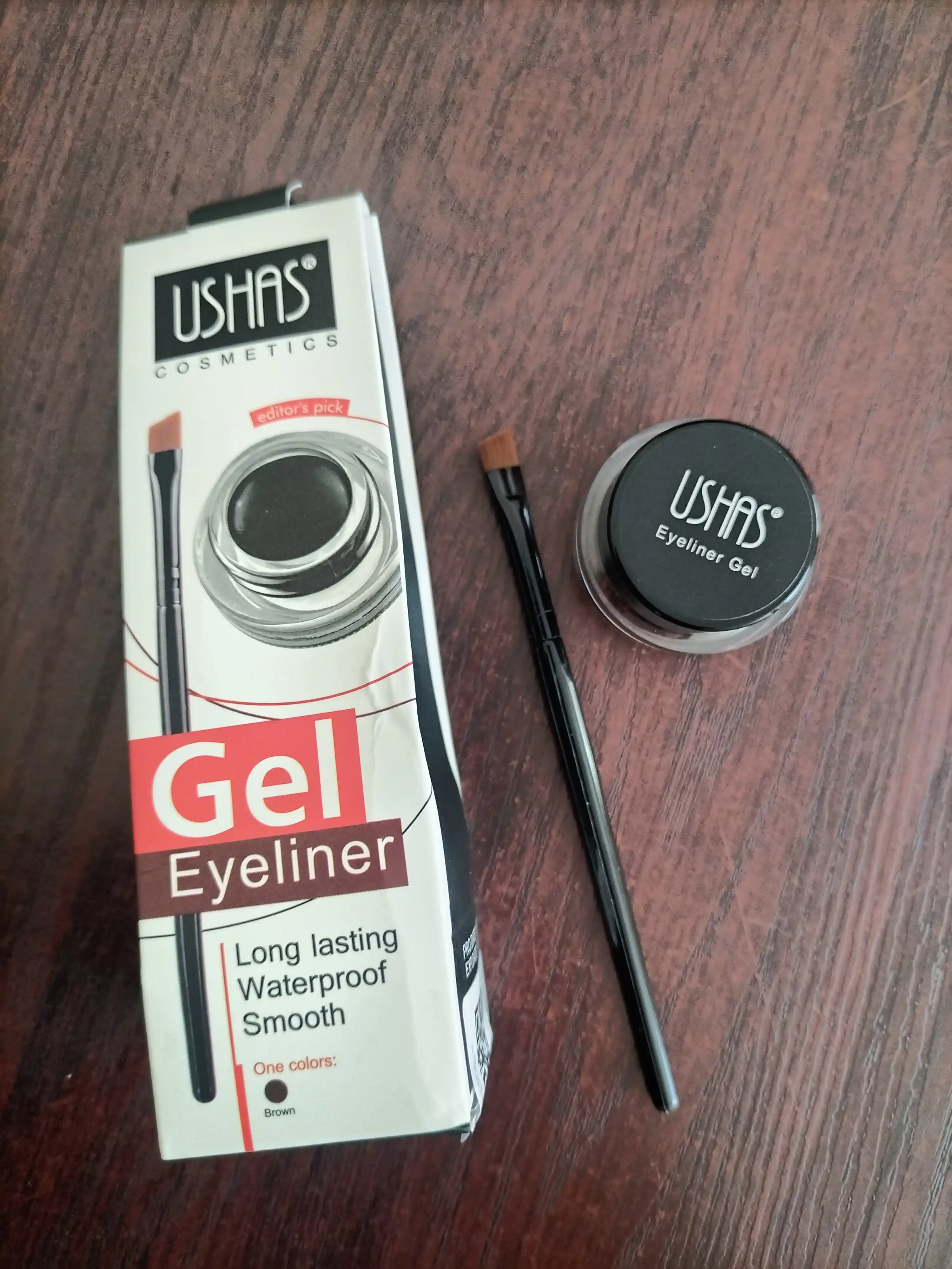 Гелевая подводка для глаз и бровей USHAS, водостойкий gel eyeliner, коричневая