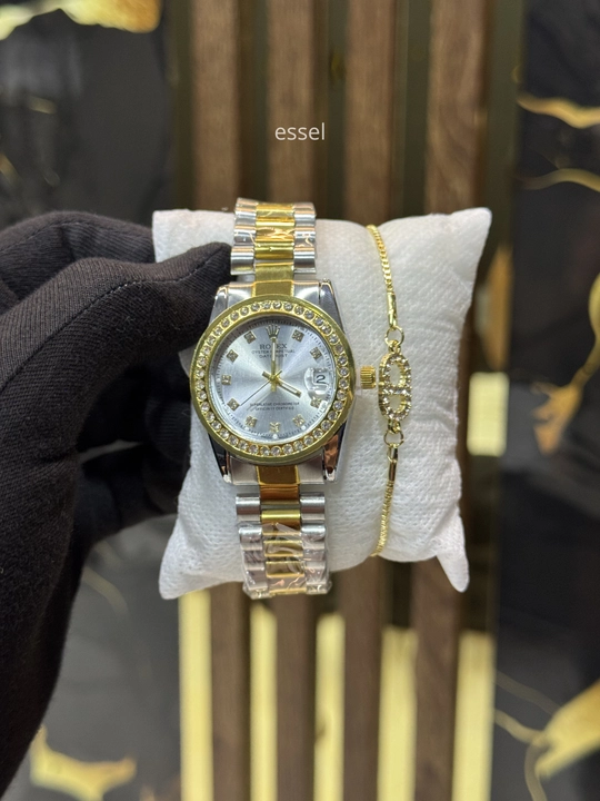 Ayollar uchun qo‘l soati Rolex Datejust, yashil siferblatli, braslet sovg‘a bilan - 