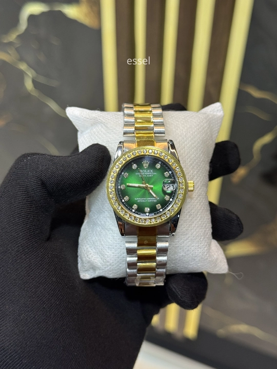 Ayollar uchun qo‘l soati Rolex Datejust, yashil siferblatli, braslet sovg‘a bilan - 