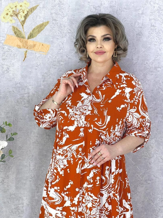 Ayollar uchun erkin bichimli, bosma naqshli maksi ko‘ylak