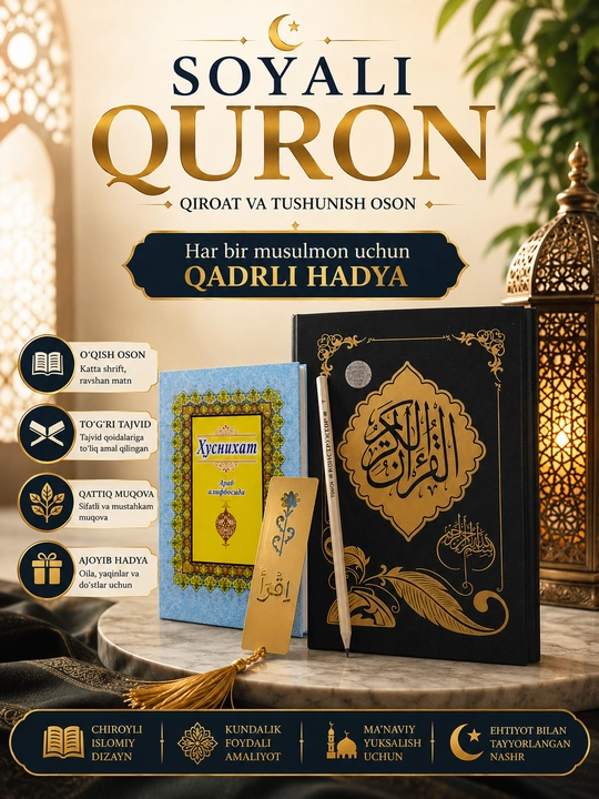 Soyali Quron 30 pora Qur'on husnixati Alhuda, husnixat, xatcho'p va qalam - 