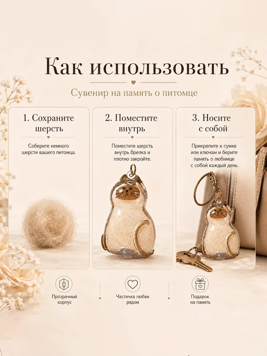 Контейнер для хранения шерсти питомца, брелок
