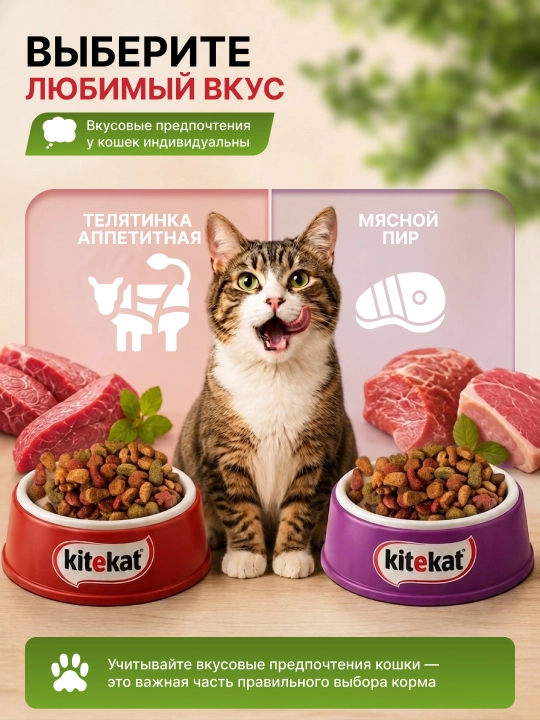Сухой корм для кошек KITEKAT на развес. Телятинка аппетитная, мясной пир