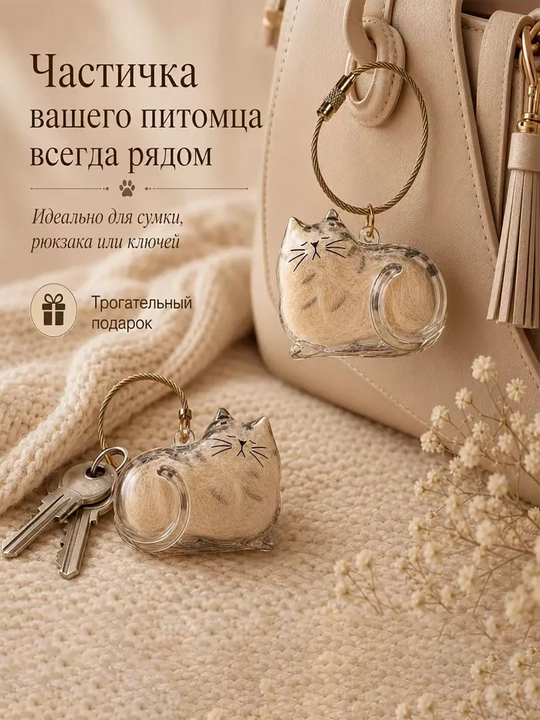 Контейнер для хранения шерсти питомца, брелок
