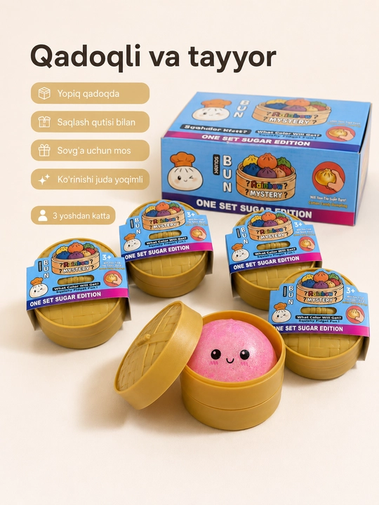 Антистресс игрушка, мягкий сюрприз булочка, 1 случайный цвет