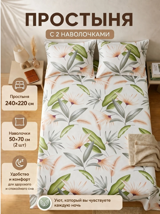 Простыня с наволочками - 