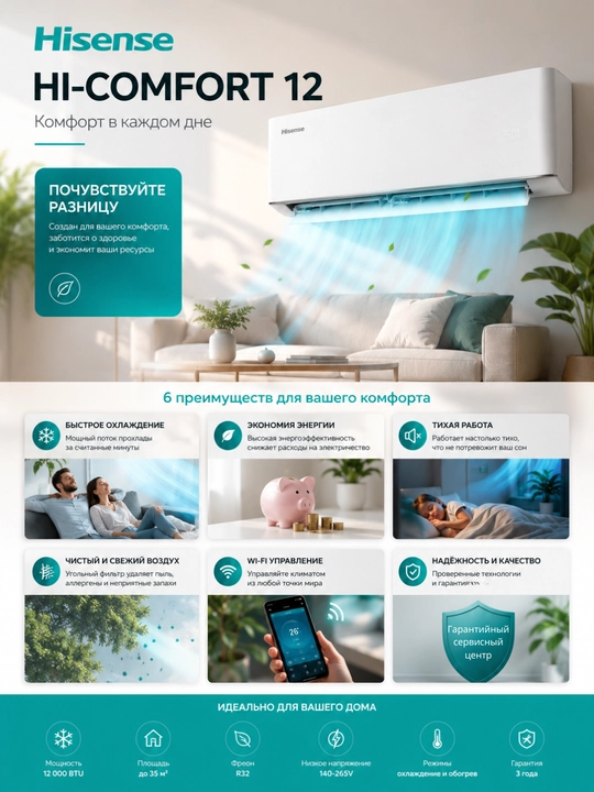 Hisense HI-COMFORT 12 / 18 DC Inverter Wi-Fi konditsioner