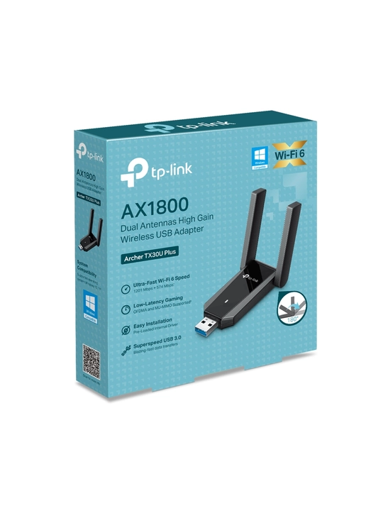 Simsiz USB adapter, Wi-Fi 6, TP-Link Archer TX30U Plus AX1800, ikki diapazonli