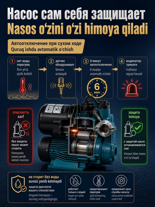 Suv nasosi MOON MZN-370А Avtomatik, 100%MIS Obvodka