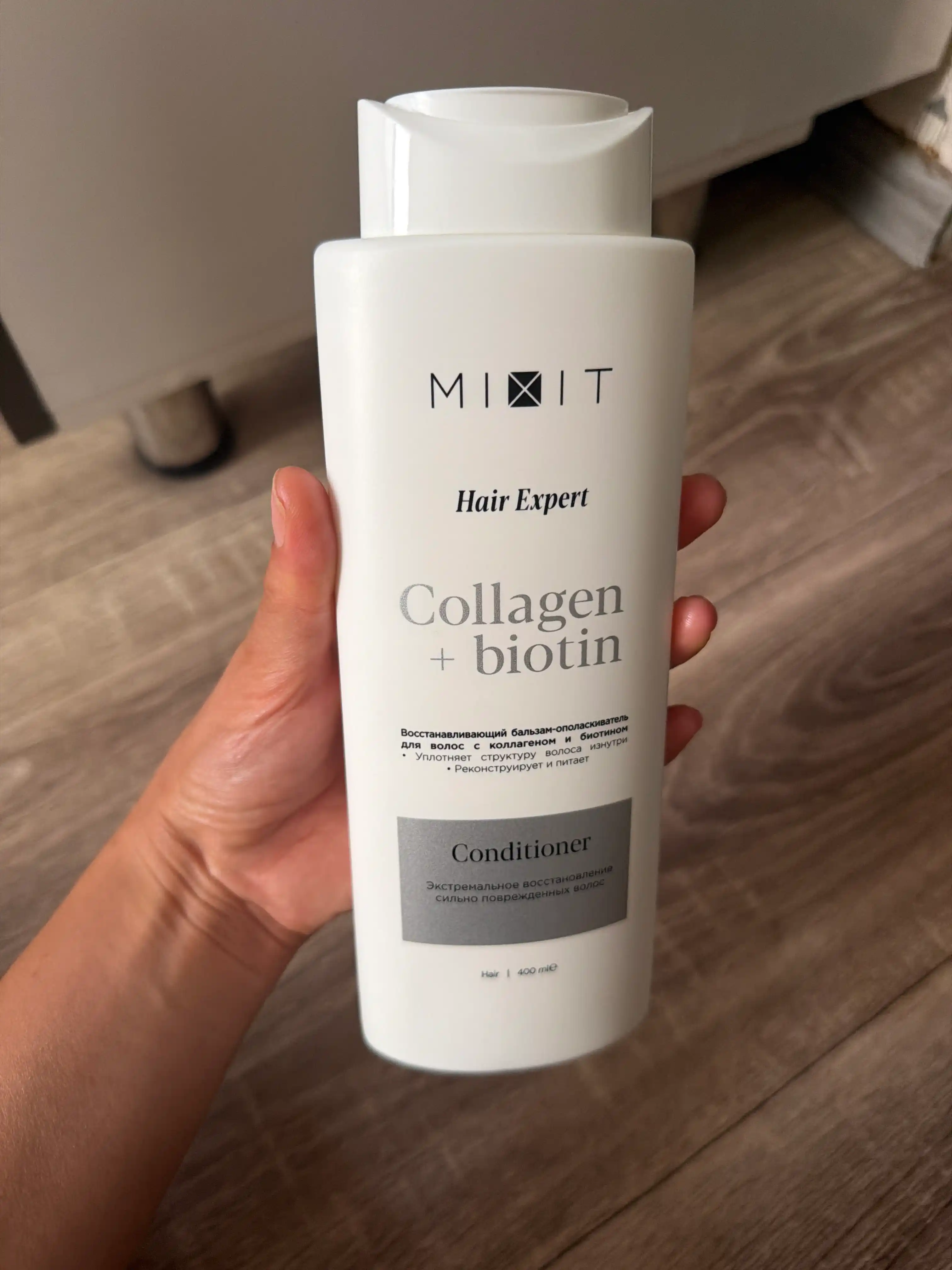 MIXIT Soch uchun tiklovchi balzam- chayish vositasi, kollagen va biotin bilan, 400 ml
