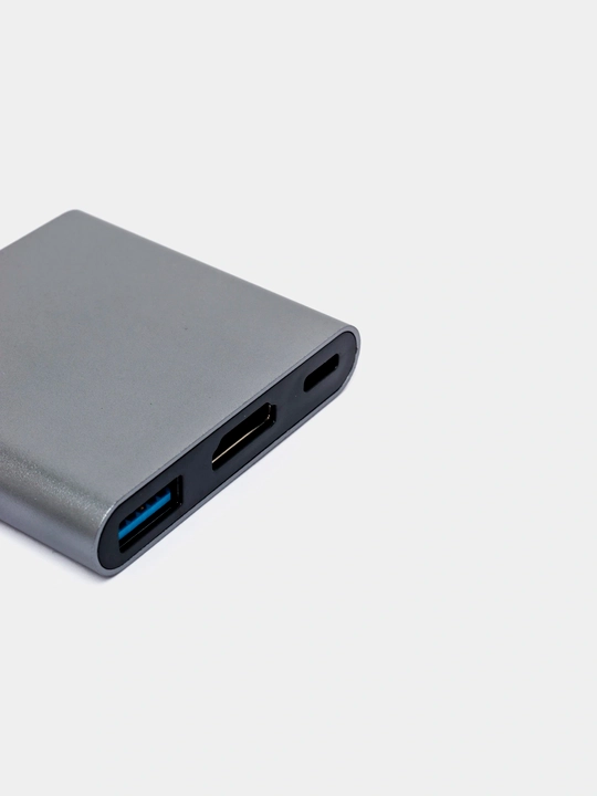 USB-C Hub 3в1 переходник HDMI 4K, USB 3.0, Type-C PD 100W для MacBook и ПК