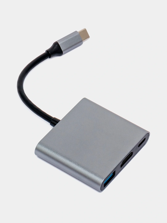 USB-C Hub 3в1 переходник HDMI 4K, USB 3.0, Type-C PD 100W для MacBook и ПК