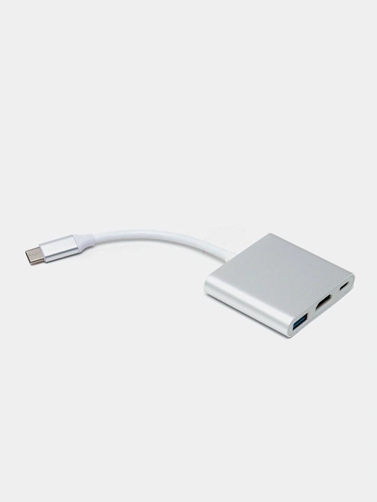 USB-C Hub 3в1 переходник HDMI 4K, USB 3.0, Type-C PD 100W для MacBook и ПК