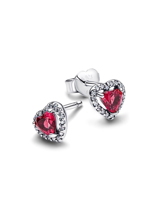 Серьги Timeless «Объёмное красное сердце», серебро 925, арт. 298427C04